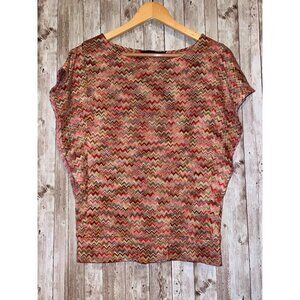 The Limited Women's Oversized Zigzag Patterned Sweater Shirt Top Multicolor XS